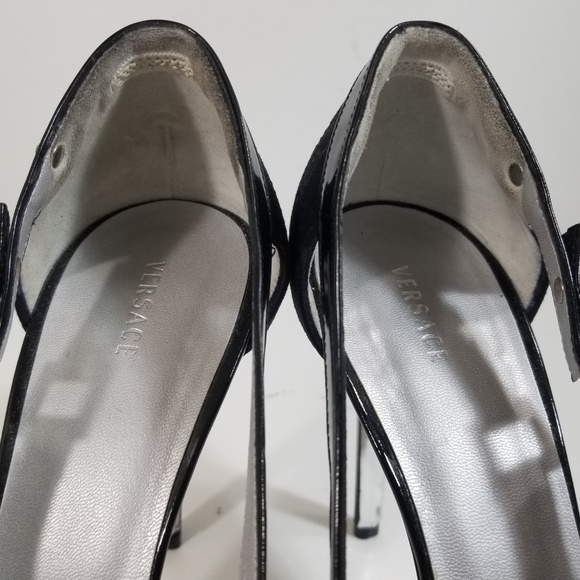Versace Textile Leather Stud D'Orsay Heels 39.5 - Picture 5 of 8